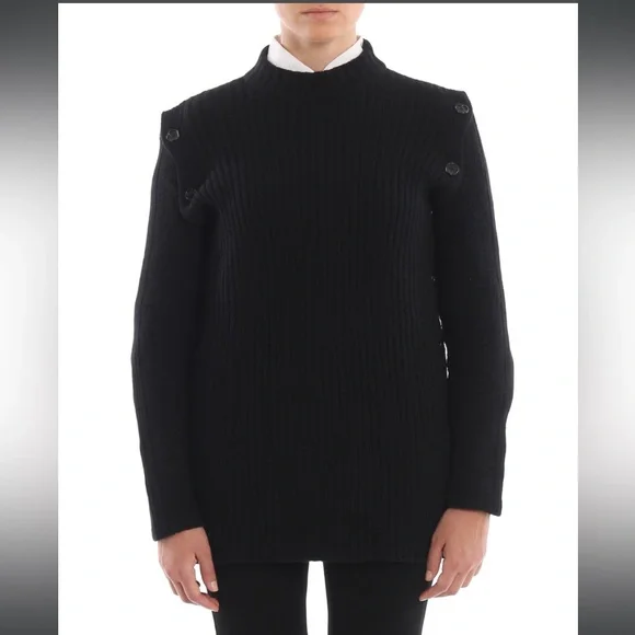 MARNI Black wool sweater with detachable sleeves‎